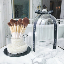 Brush barrel Makeup brush barrel Brush storage barrel Baili Yalai beauty retro ins wind glass net red desk layout