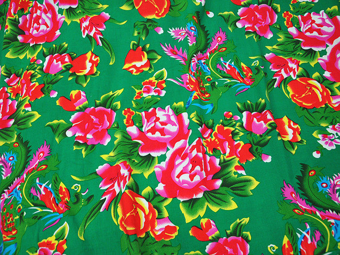 绵绸布料 东北大花布纯棉绸人造棉布料 宝宝包被 民族服装面料