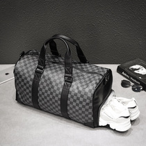Plaid Travel Bag Mens Hand bag Large Capacity Fashion Business Travel Travel Fitness Bag Boarding Luggage Tide