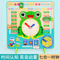 Kindergarten puzzle early education toy vertical weather calendar clock children English month Four Seasons time cognition