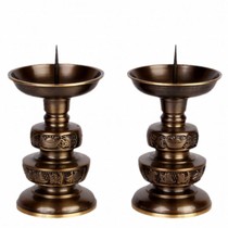 Antique pure copper needle candlestick Buddha Hall household dedicated to the God of Wealth Guanyin Changming Ghee lampstand inserted candle lamp holder Lamp holder
