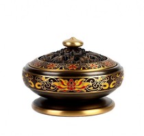 Taiwan pure copper hand pinched enamel embryo incense burner for Buddha tea ceremony household incense powder cloisonne plate incense burner sandalwood stove sandalwood stove