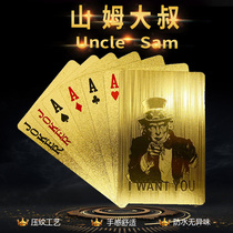 New Uncle Sam gold foil plastic playing cards Macau Fengyun same local tyrant gold creative poker