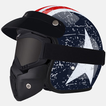 Maverick vintage Harley motorcycle helmet male personality 3 4 half helmet female electric motorcycle helmet Captain America