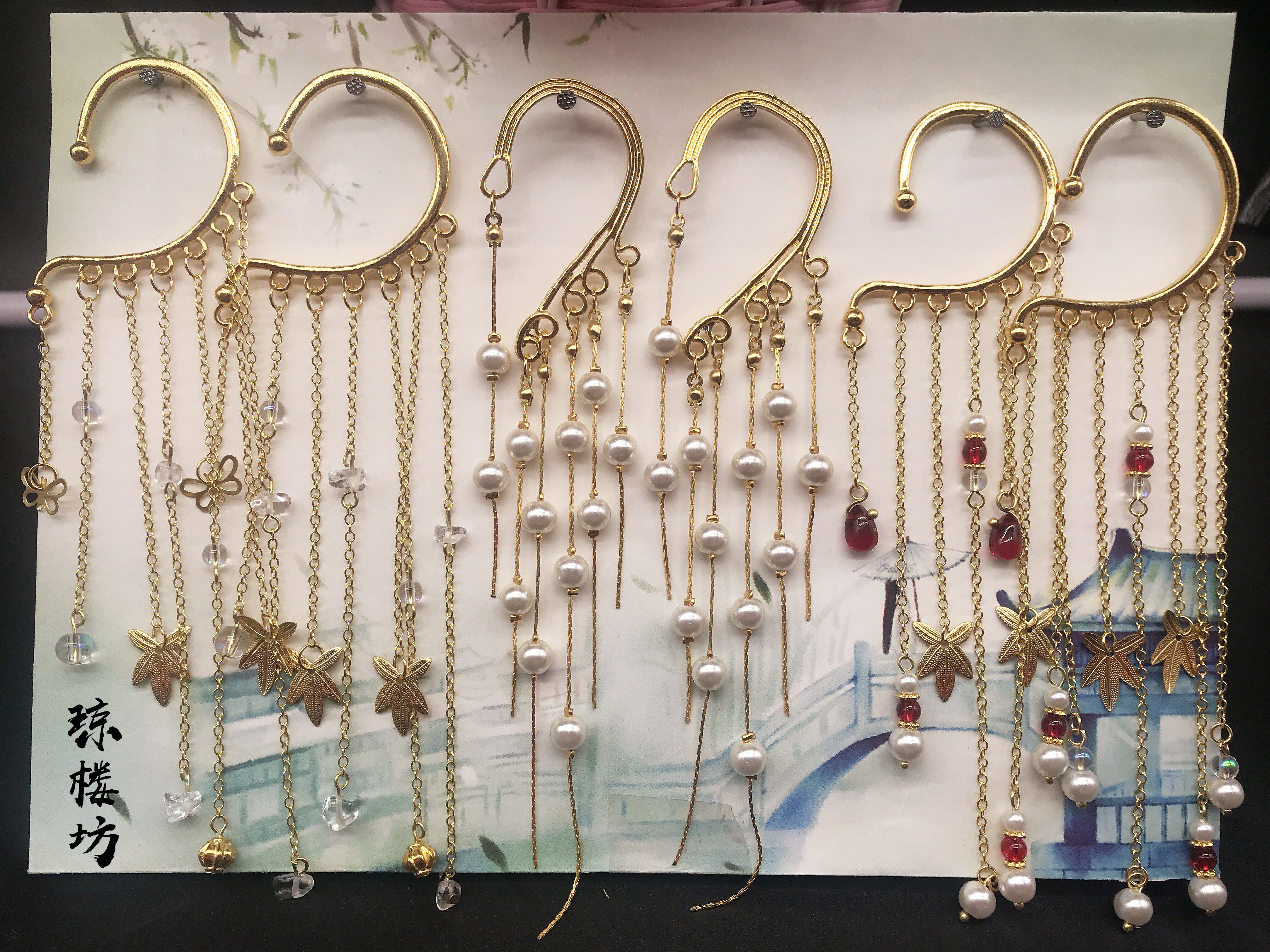 中国风 古风汉服配饰长款耳挂超仙流苏无耳洞女耳夹耳饰