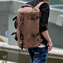Fashion Canvas Han Edition Backpack Large Capacity Single Shoulder Bag Mens Drum Bag Double Shoulder Bag Travel Bag Luggage Bag