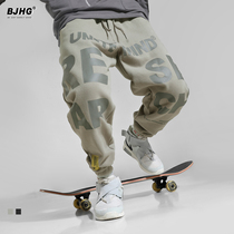 BJHG winter casual plus velvet sports pants men's tide brand hip-hop drawstring basketball INS European and American tooling leggings