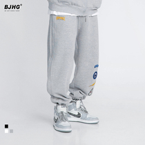 Autumn new hip-hop straight sports pants mens Tide brand INS loose embroidery casual Joker drawstring pants