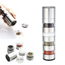 New Outdoor Portable Barbecue Wild Cooking Flavoring Bottle Suit Seasoning Box Stainless Steel Transparent Plastic Solid Seasoning Jar