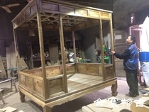 (Customized) Xiaoye Jinnan bed Jinsi Nan wooden furniture frame bed Six-pillar traditional Chinese water corrugated Luohan bed