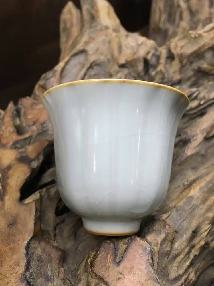 分寸汝窑 花神杯 天青开片汝瓷茶杯品杯个人杯 非柏采问鼎晓芳_7折