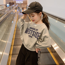 Port Wind girl letter Methodist Chauffes CUHK Childrens new Internet Red Ocean Long sleeves Child loose 100 hitch blouses