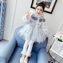 3 girls down jacket thickened medium and long new coat 4 foreign style 6 white duck down 8 years old winter children Princess winter clothes