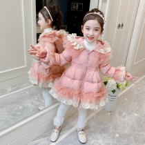 Girl Down Jacket Long 2021 New Chinese White Duck Thick Baby Princess Winter Little Girl Coat