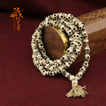 Out of stock please do not place an order Handmade Nepalese Yak bone carving skull Buddha beads 108 Rosary beads bracelet