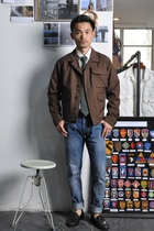 Italian Fortela limited natural dyed chocolate dark brown M65 classic button jacket