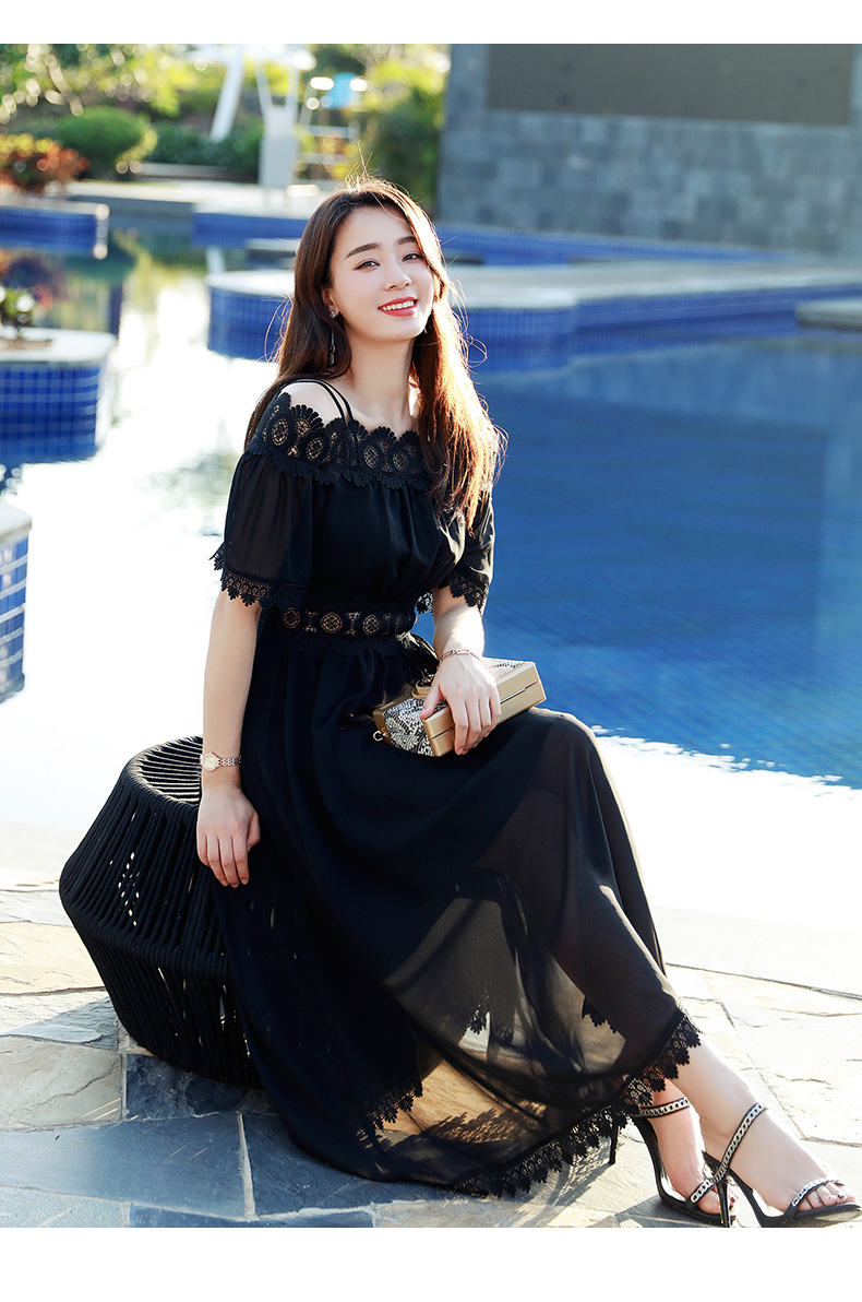 热嘉雪纺长裙子连衣裙女夏2017新款性感吊带