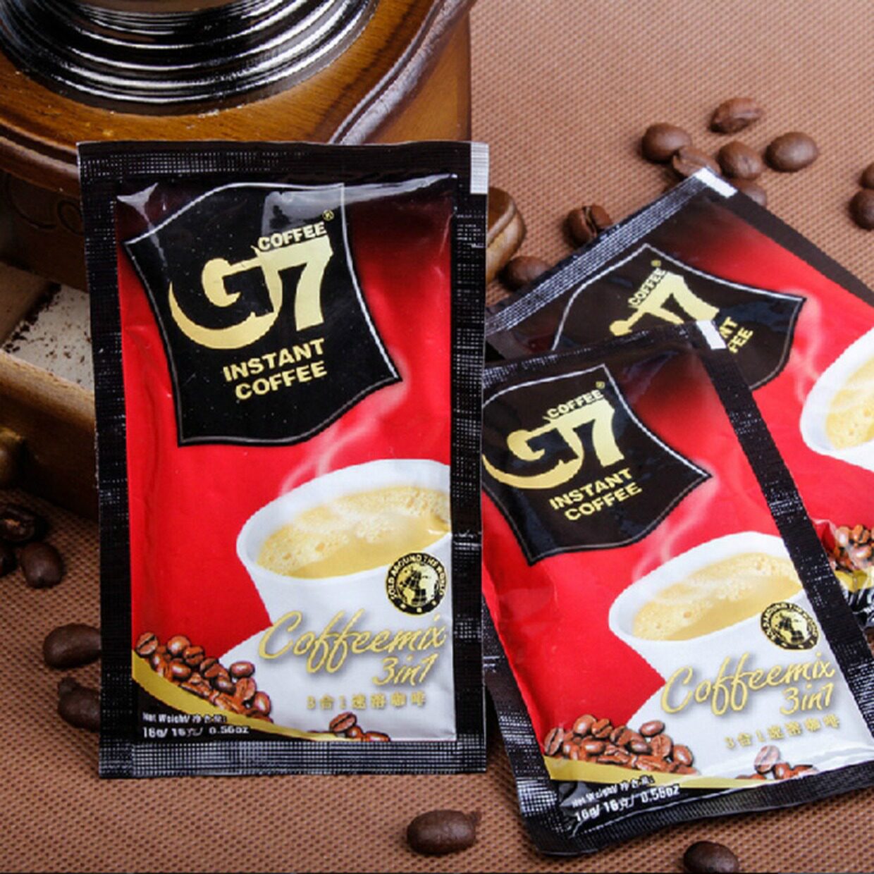 越南进口中原g7咖啡三合一速溶咖啡粉香浓中文版800g 50代装包邮