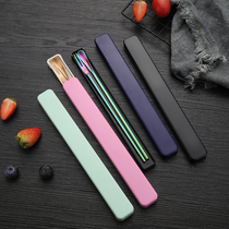 Round stick 304 stainless steel stirring spoon long to make ice spoon ice fork portable lower afternoon tea point milk tea stirring spoon fork suit