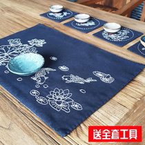 Embroidered Diy Hand Self Embroidered Early School Tea Cushion Solid Embroidered Cup Mat dinner plate cushion Hair Time Materials Bag Tea Mat