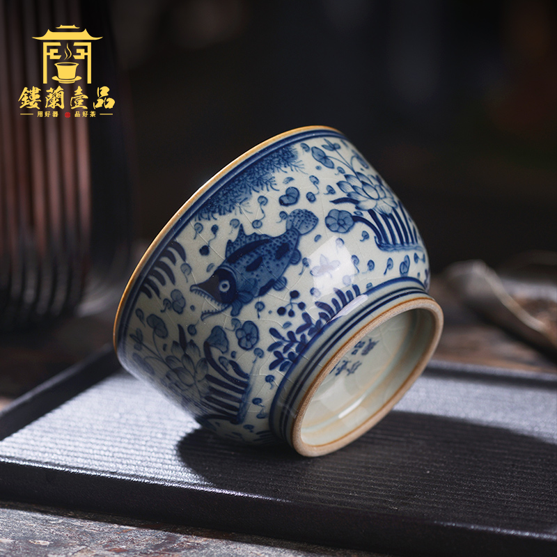 Jingdezhen ceramic hand - made all old clay on mackerel algal lines master cup large tea cup single cup bowl