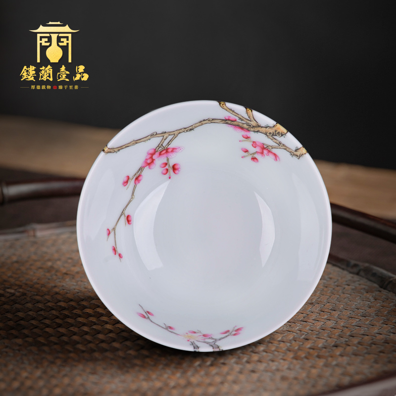 Jingdezhen ceramic hand - made pastel wall pass the name plum flower sample tea cup kung fu tea cups individual CPU master cup single CPU