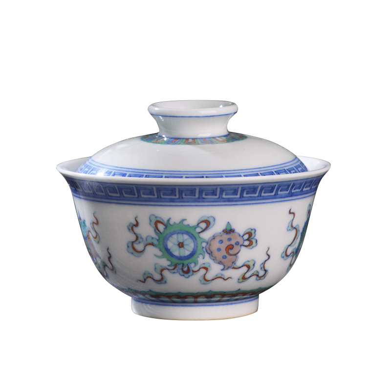 Jingdezhen ceramic all hand - made bucket color sweet lines only two to three tureen tea bowl of kung fu tea sets with cover