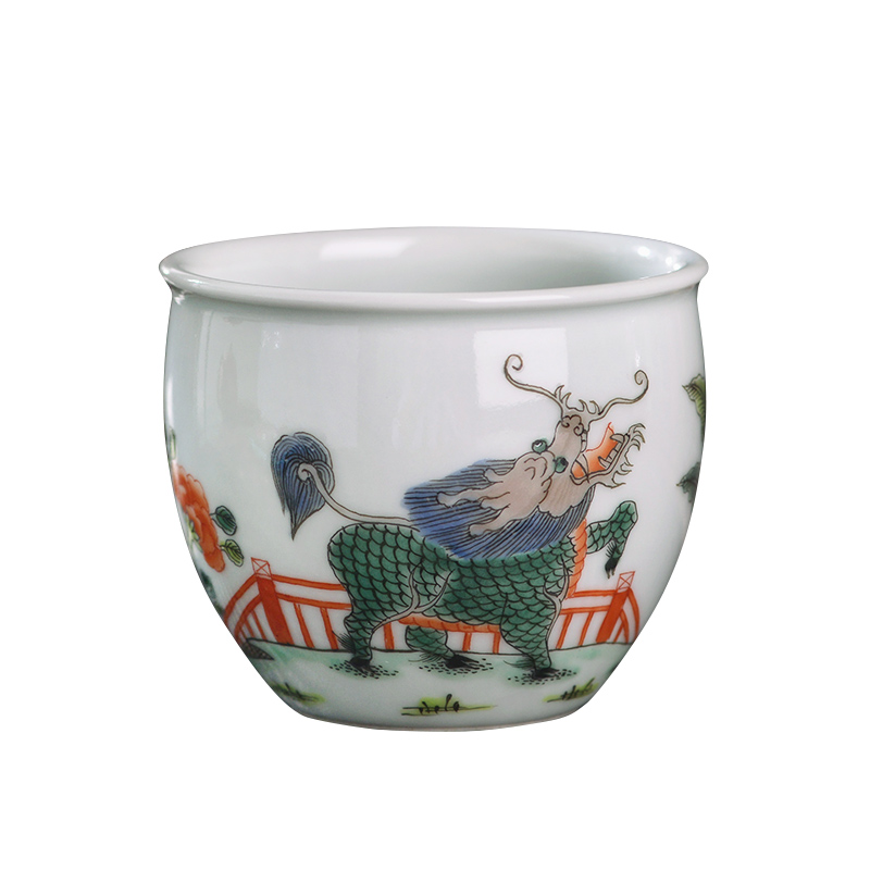 All hand - made pastel kirin cup delight in master of jingdezhen ceramics kung fu tea set personal tea cup to use single CPU