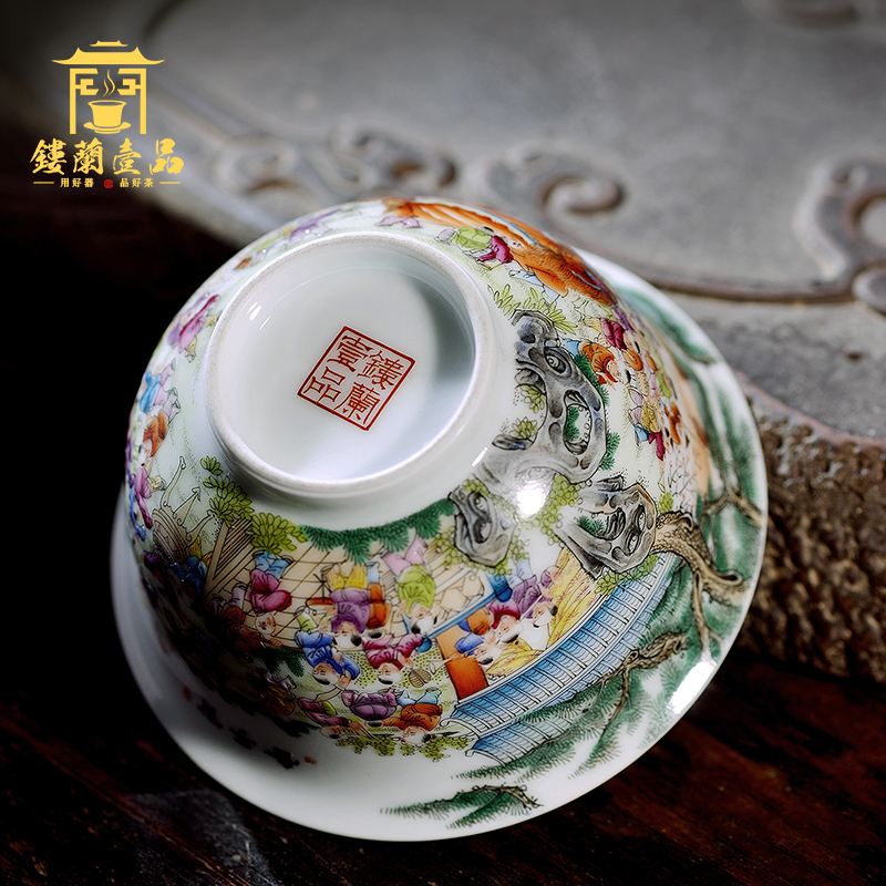 Jingdezhen ceramic all hand pastel figure 3 the ancient philosophers to make tea tureen large bowl of kung fu tea set tea cups