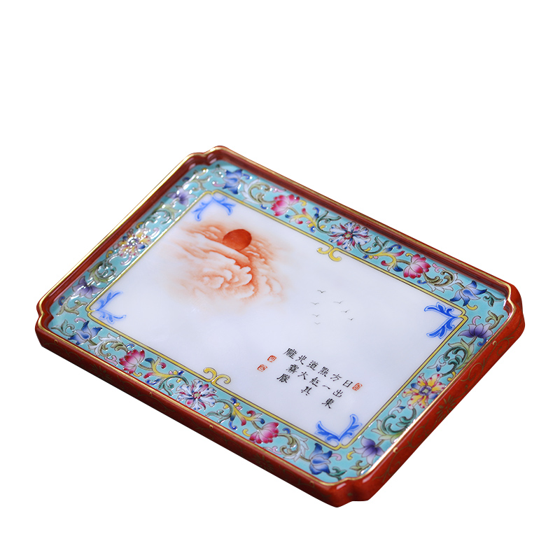 Jingdezhen ceramic tea pet hand - made pastel bound all branches decorative porcelain plate furnishing articles kung fu tea mat cup tea tray