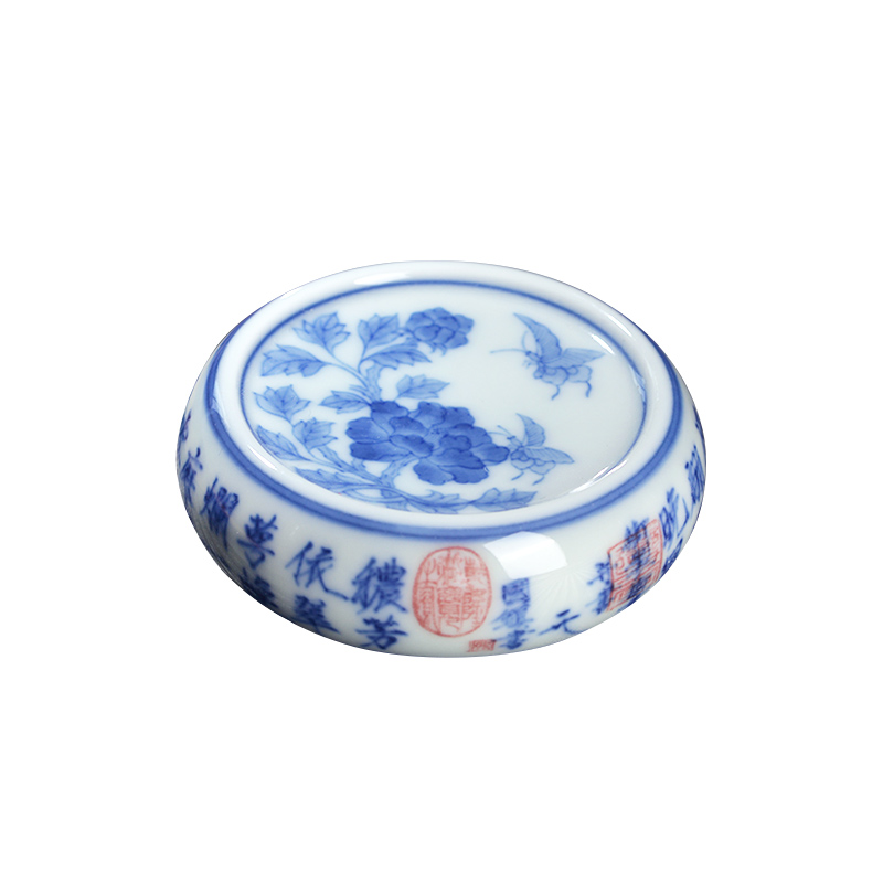 Jingdezhen ceramic blue and white oil, aromatic poem all hand - made post recent cover cup mat tureen Joe green CiHu socket cups