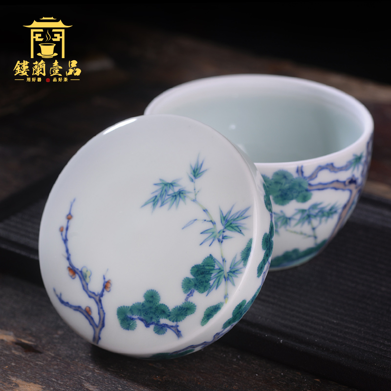 Jingdezhen ceramic all hand - made color bucket, poetic caddy fixings small warehouse up tea box storage moistureproof jar
