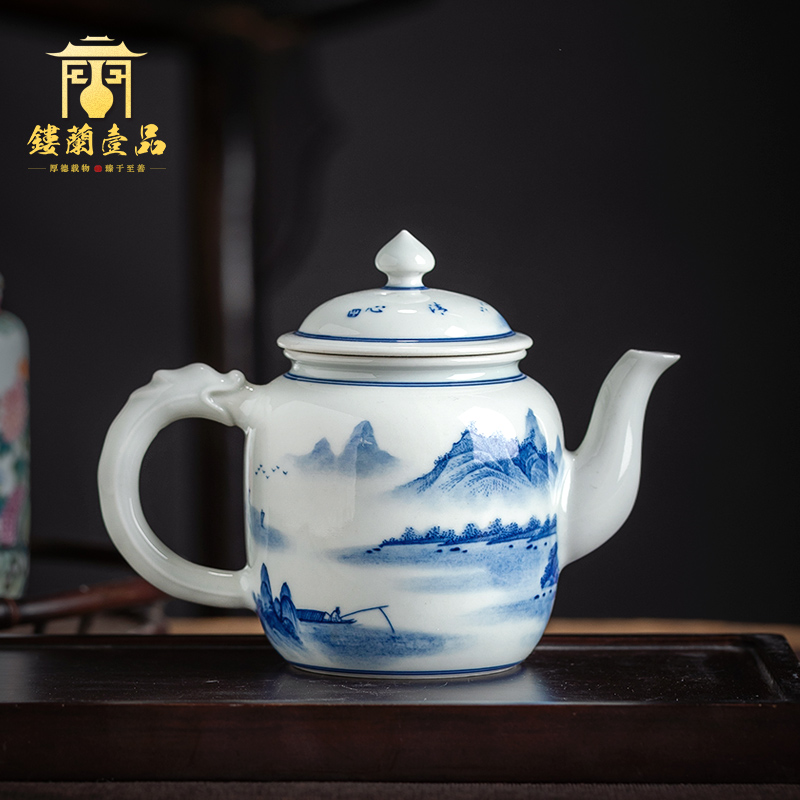 Jingdezhen ceramic hand - made porcelain maintain landscape ewer kung fu tea set large single pot of big capacity of the teapot