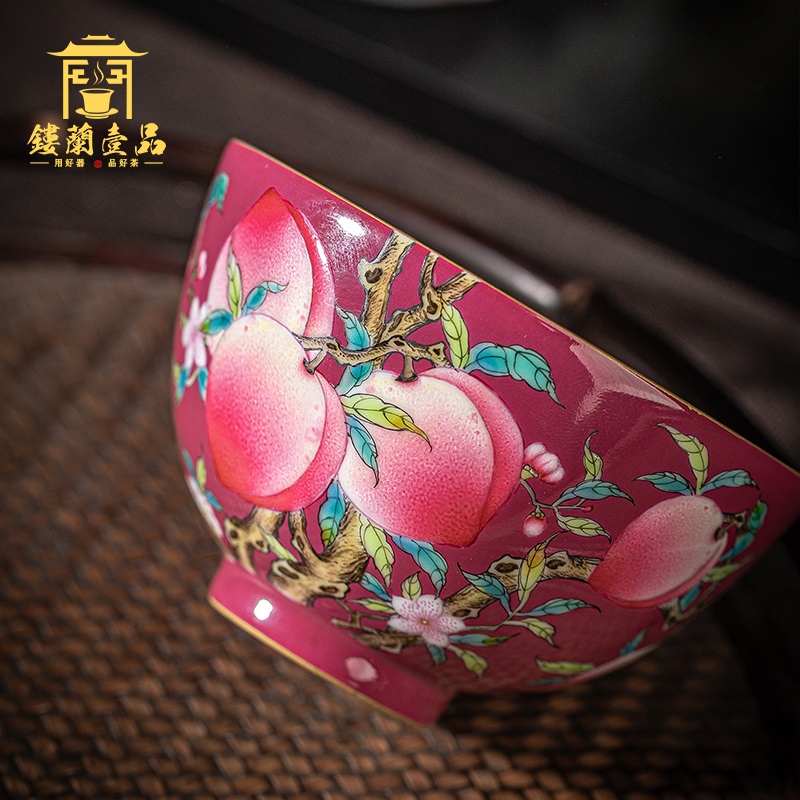 Jingdezhen ceramic all hand - made carmine says peach tea masters cup size bowl of kung fu tea set personal single CPU