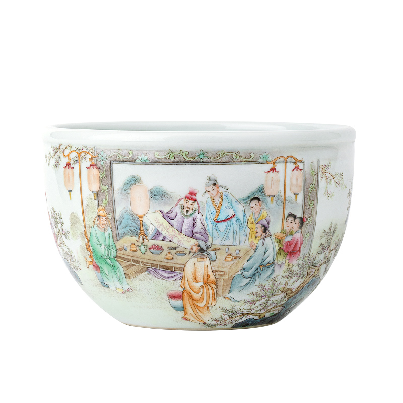 Jingdezhen ceramic hand - made pastel large tea to wash to the writing brush washer wash water jar kung fu tea tea accessories