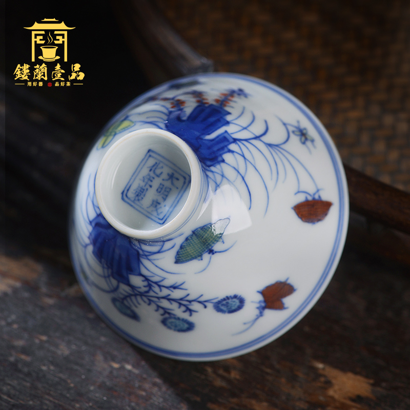 Jingdezhen ceramic masters cup of copy in color bucket cup of sowing and ploughing kung fu tea cups all hand hand draw a single CPU