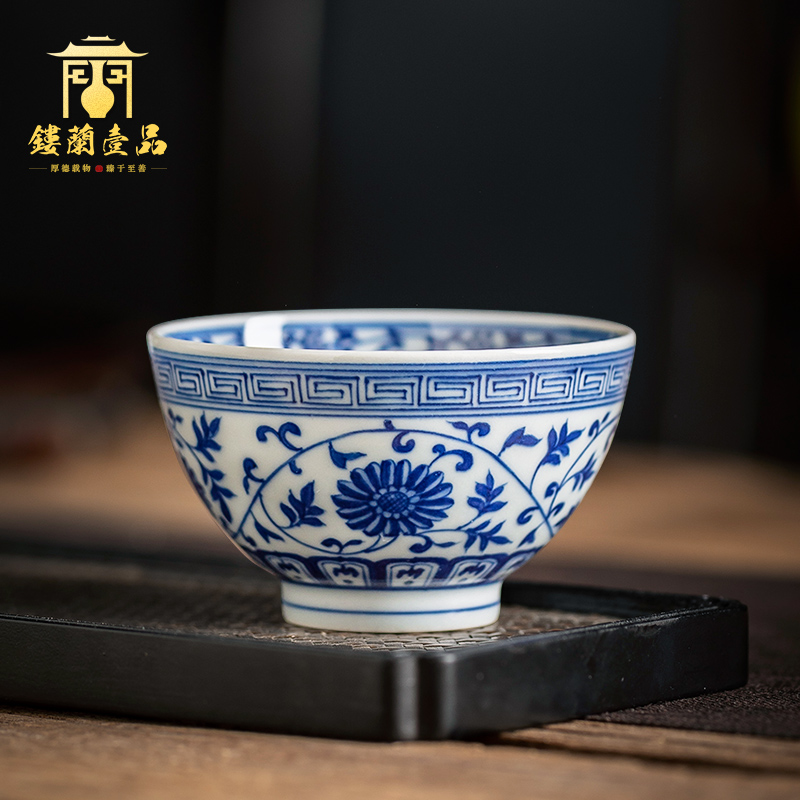 Jingdezhen ceramic pure hand - made maintain blue cup kung fu master cup single cup tea tea set personal small bowl