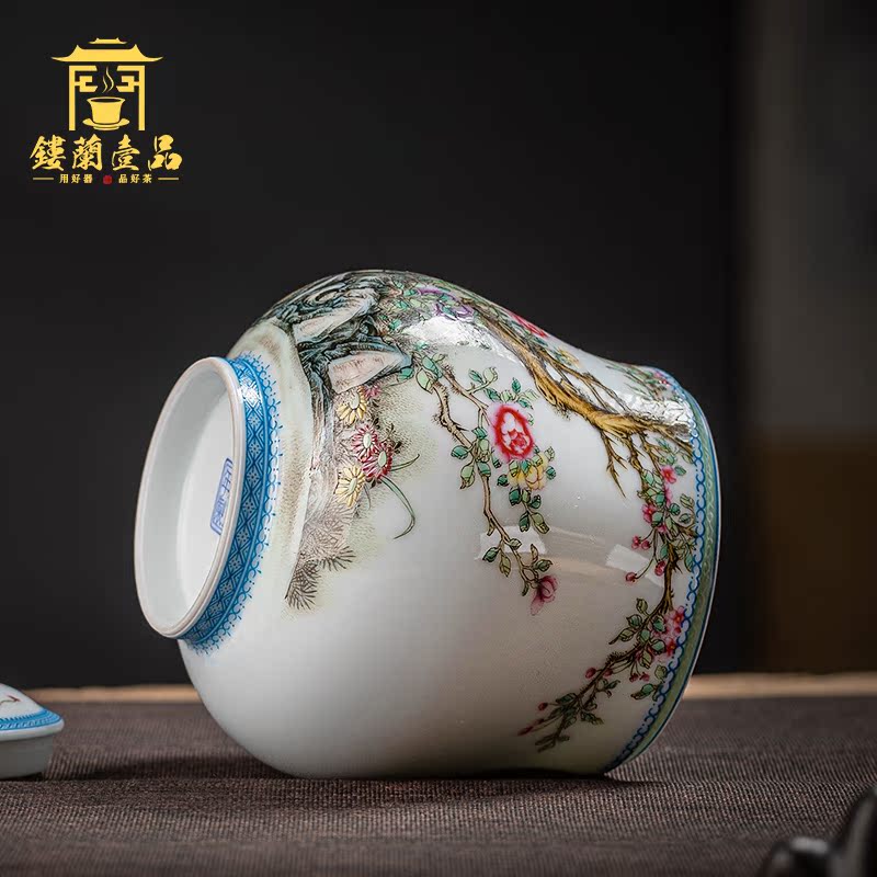 Jingdezhen ceramics all hand powder enamel tea pot large pu - erh tea tea box storehouse