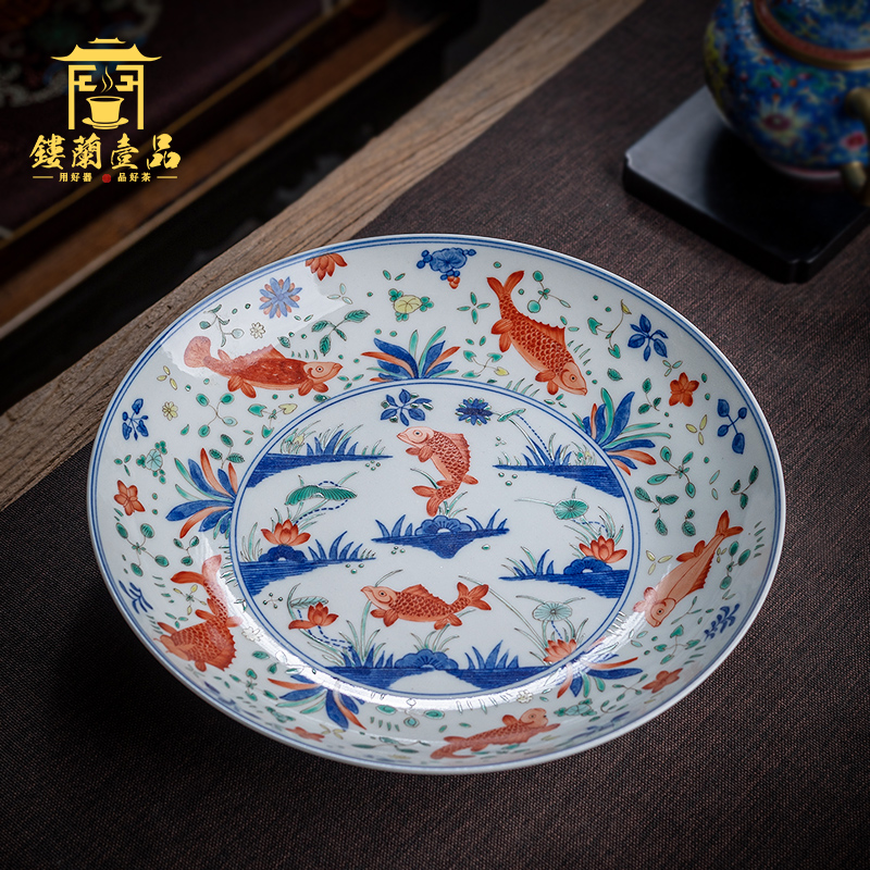 Jingdezhen checking ceramic bucket color lotus left algal tray was home tea tea pet accessories accessories furnishing articles