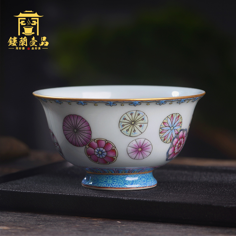 Jingdezhen ceramic all hand - made pastel ball take master of kung fu tea set personal single cup large tea cup