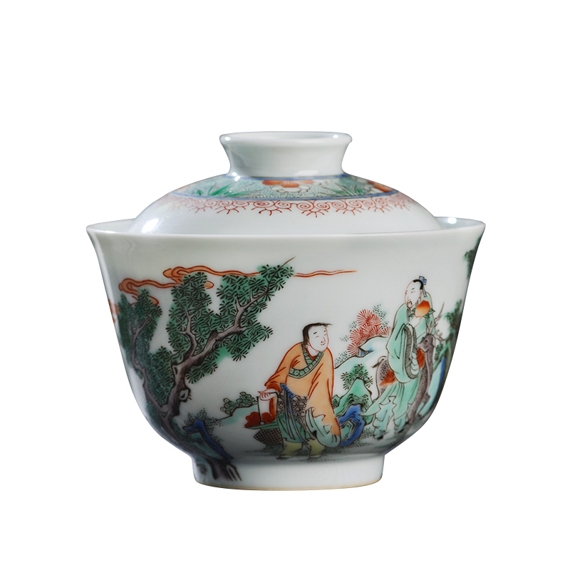 Jingdezhen ceramic hand - made colors) group of fairy will make tea tureen all three just two just tureen kung fu tea set