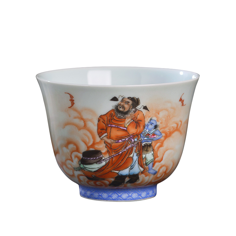 Jingdezhen ceramic all hand - made pastel, informs by master of kung fu tea tea cup large personal single CPU