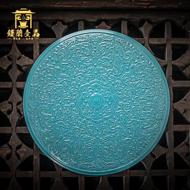 Jingdezhen ceramic all hand carved turquoise longnu tea caddy fixings caddy fixings large - sized receive sealed storage tank