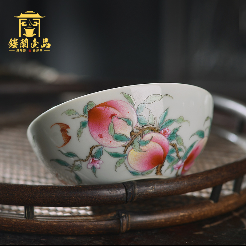 Jingdezhen ceramic checking enamel wall nine peaches five bats master cup kung fu tea tea cup of large single CPU