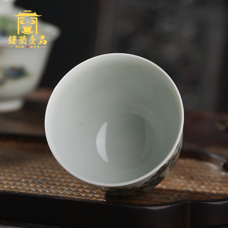 Jingdezhen ceramic all hand - made famille rose red cliff the vigil master cup kung fu tea tea cup single cup sample tea cup