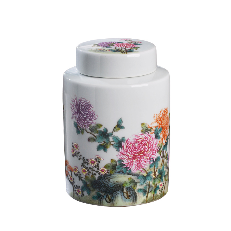 Jingdezhen all hand pastel by tea canister boutique high - end household seal warehouse storage tanks ceramic tea pot