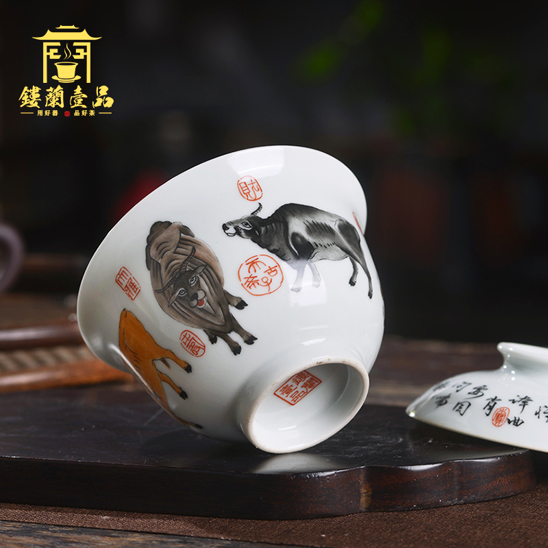 Jingdezhen ceramic all hand - made pastel two to five NiuTu tureen tea bowl three single cup bowl of kung fu