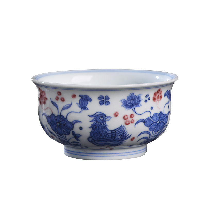 All hand - made porcelain of jingdezhen ceramics youligong red - violet pond yuanyang master of kung fu tea cup tea cup