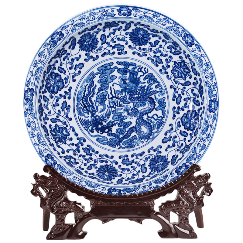 Jingdezhen ceramics imitation the qing qianlong hand - made of blue and white porcelain lotus flower porcelain Chinese hang dish hanging decorative furnishing articles