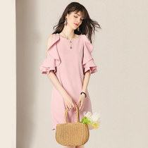 MAJE KARA summer high-end womens new French solid color creative strapless loose Western style short dress tide